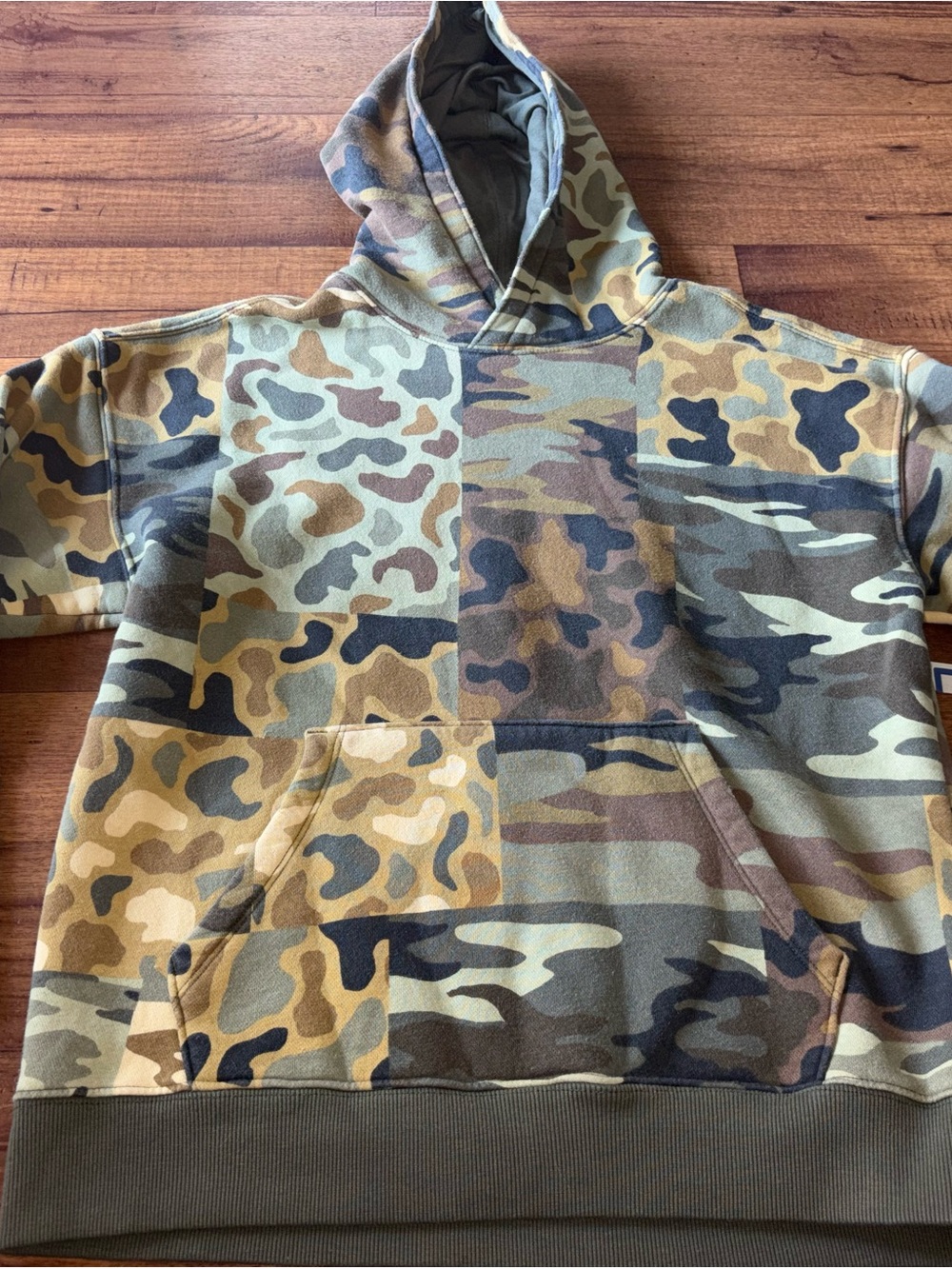 Free Assembly Patchwork Camo Fleece Pullover Hoodie (Women's S/M / Youth XL)